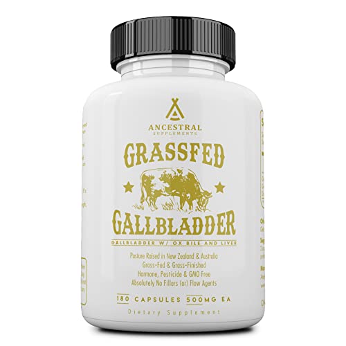 Ancestral Supplements Grass Fed Beef Gallbladder Supplements with Ox Bile and Liver