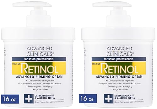 Advanced Clinicals Retinol Cream. Value Set- Two spa size 16oz bottles with pump