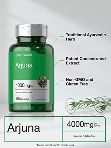 Arjuna Capsules 4000mg | 120 Count | Non-GMO, Gluten Free | from Arjuna Bark Herb