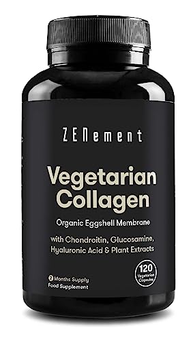 Vegetarian Collagen, from Organic Eggshell Membrane, 120 Capsules | with Glucosamine, Chondroitin, Hyaluronic Acid and Plant Extracts