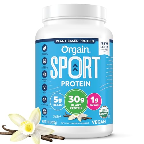 Orgain Organic Sport Vegan Protein Powder, Vanilla - 30g Plant Based Protein, For Pre-Work