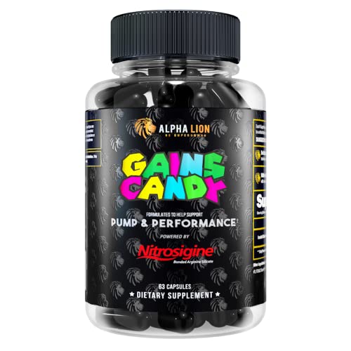 ALPHA LION Gains Candy, Supplement Pills for Muscle Pump & Blood Flow, Nitric Oxide