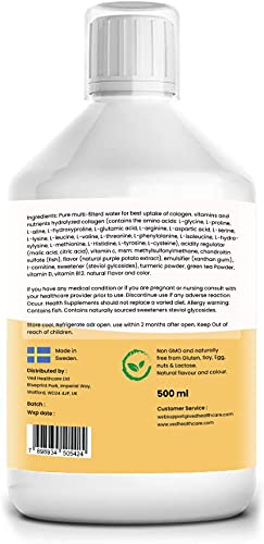 Hydrolyzed Liquid Collagen Food Supplement | Support for Joints, Skin, Muscles, Hair, &Nail Growth