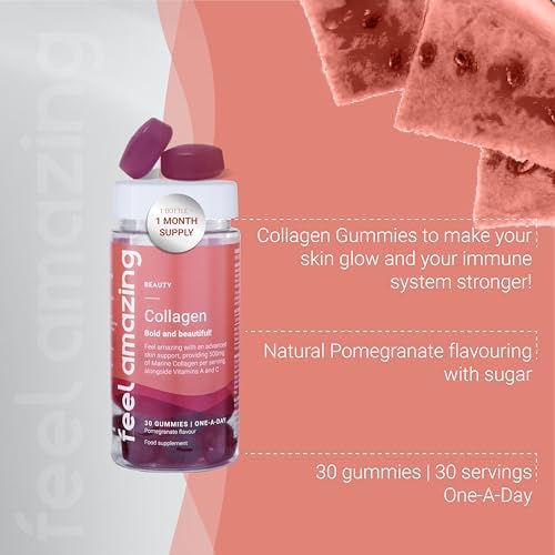 Collagen Gummies with Vitamins A and C, 500mg of Marine Collagen Per Serving, Advanced Skin Support,