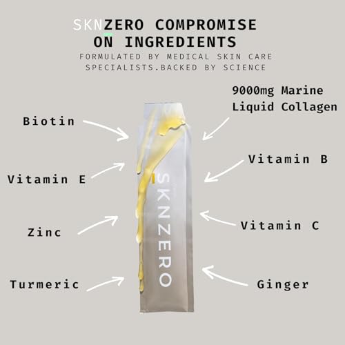 Marine Collagen Liquid 9000mg High Strength Supplement +Biotin, Vitamin B, C, E, Zinc & Turmeric & Ginger