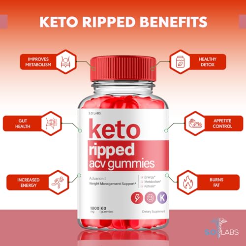 (2 Pack) Keto Ripped ACV Gummies Advanced Weight Loss, Keto Ripped Keto + ACV Gumm