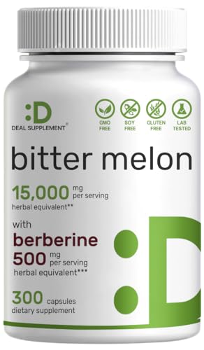 Bitter Melon with Berberine Supplement 15,000mg Per Serving, 300 Capsules | 15:1 Wild 