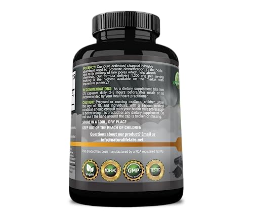 Activated Charcoal Capsules - 1,200 mg Highly Absorbent Helps Alleviate Gas