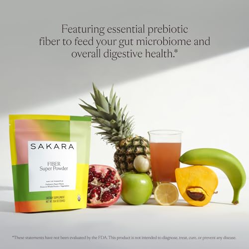 SAKARA Fiber Super Powder - Pineapple Flavor Prebiotic Fiber Powder, High Fiber