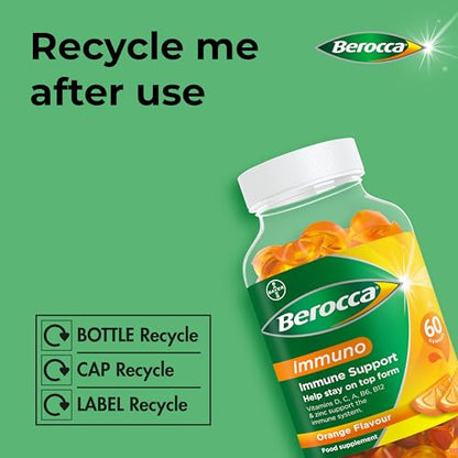 Berocca Immuno Gummy Vitamins, Orange Flavour, Bursting with Immune System