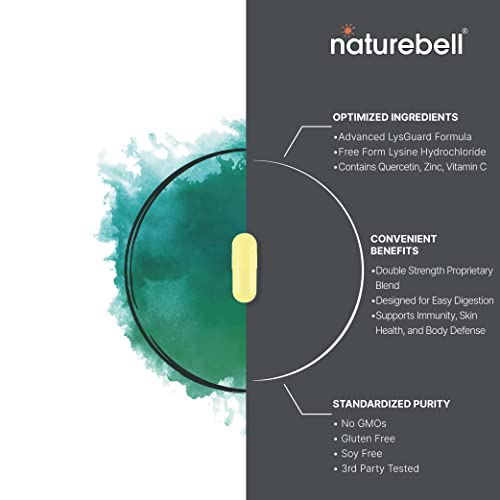 NatureBell L-Lysine 1000mg + Quercetin 250mg Supplement, 240 Capsules, Free Form