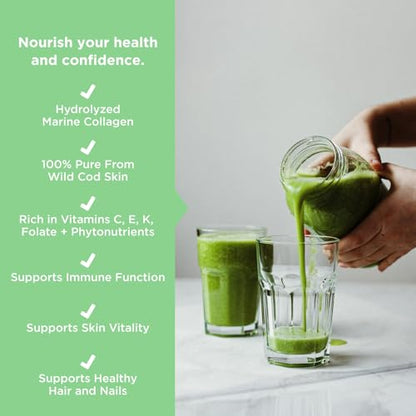 JSHealth Super Greens Powder - Greens & Collagen Powder - Superfood Powder with Marine Collagen Peptides