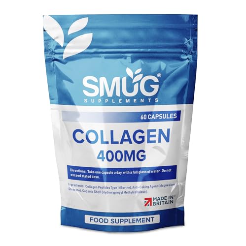 SMUG Supplements Collagen Capsules - 60 High Strength 400mg Pills - Promotes Healthy Skin