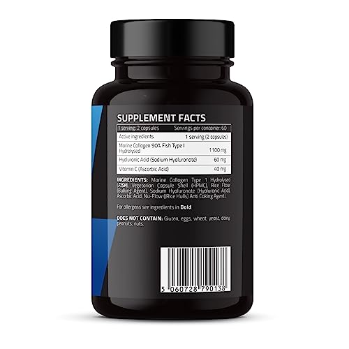 Marine Collagen Supplement 1200mg with Hyaluronic Acid & Vitamin C Hydrolysed Peptides Powder