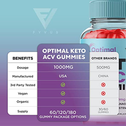 (2 Pack) Optimal Keto ACV Gummies Advanced Weight Loss Plus, Optimal Keto+ACV