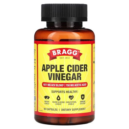 Bragg Apple Cider Vinegar Capsules - Vitamin D3 & Zinc - 750mg of Acetic Acid 