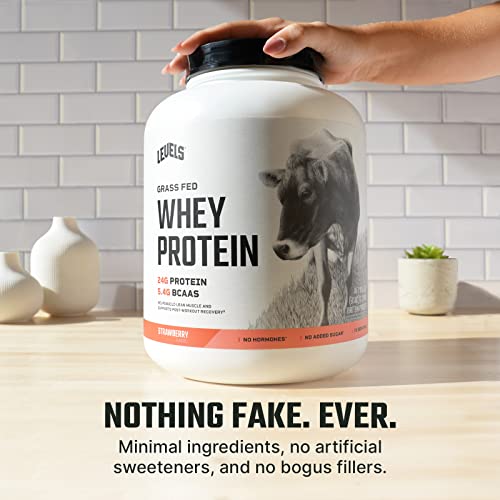 Levels Grass Fed 100% Whey Protein, No Hormones, Strawberry, 5LB