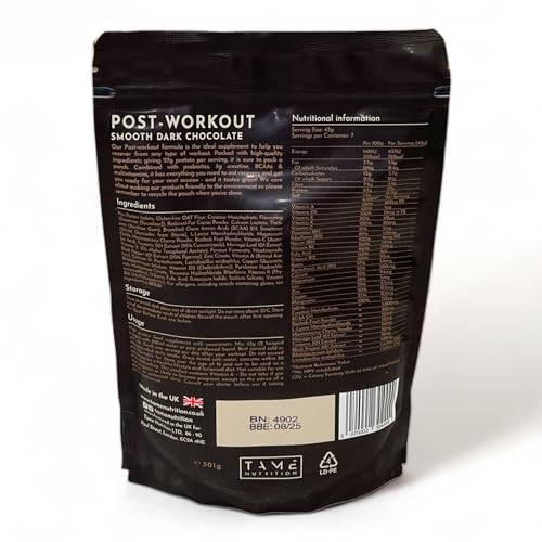 Vegan Post Workout Protein Powder | Dark Chocolate | 301g | Tame Nutrition