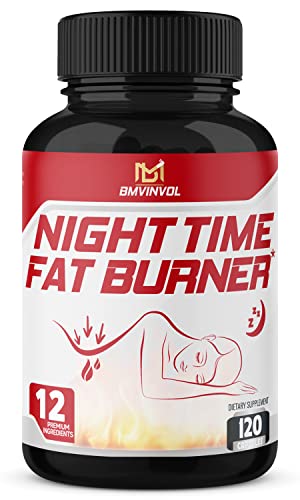 BMVINVOL Night Time Fat Burner 120Capsules, 12-in-1 Powerful Blend of Green Tea