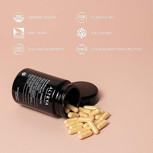 Alteya Organics Beauty Prebiotics + Probiotics and Rose Extracts, Skin Beauty from Within Supplement