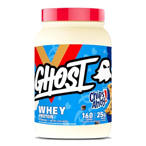 GHOST Whey Protein Powder, Chips Ahoy - 2LB Tub, 25G of Protein - Chocolate Chip Cookie