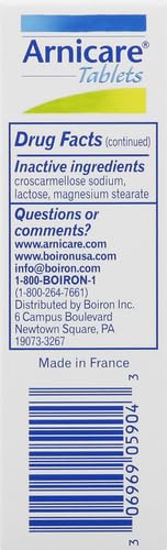 Boiron Arnicare Tablets for Pain Relief from Muscle Pain, Joint Soreness, Swelling from Injury or Bruises