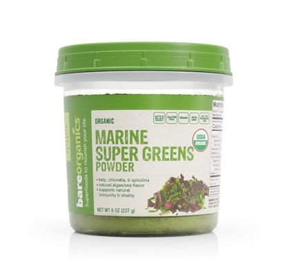 BareOrganics Marine Super Greens Powder | USDA Organic, Gluten-Free, Vegan, Non-GMO