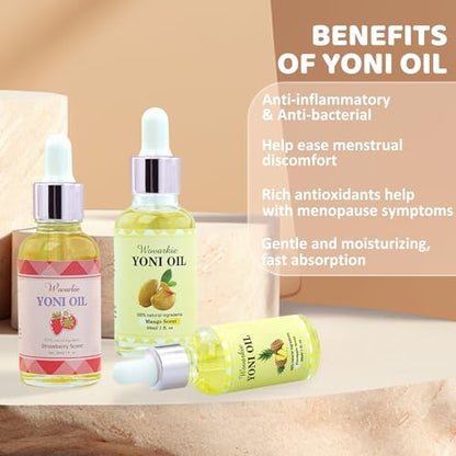 3 Packs Yoni Oil for Women, 100% Natural Feminine Oil Intimate Deodorant for Women, Eliminates Odor