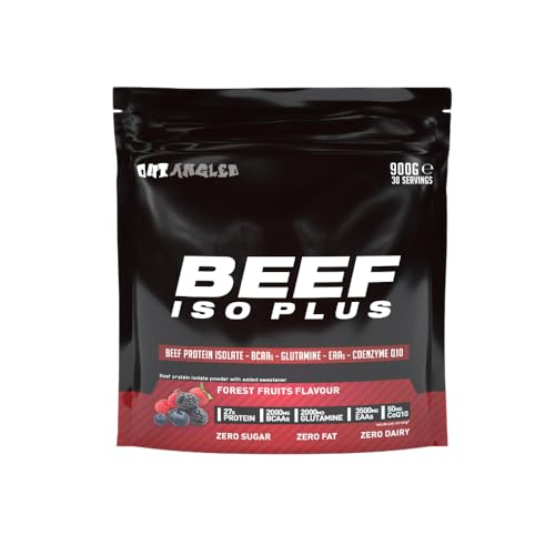 OUT ANGLED Beef Iso Plus, Beef Protein Isolate Powder, High Protein with Natural BCAAs, Zero Fat and Sugar 