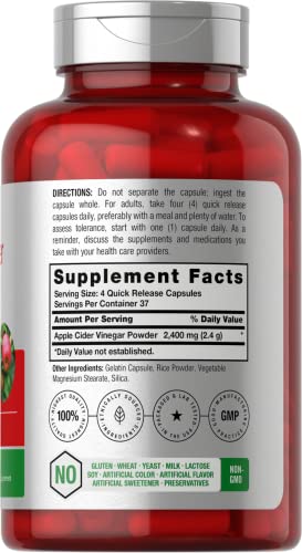 Horbaach Apple Cider Vinegar Capsules | 2400mg | 150 Count | Non-GMO, Gluten Free