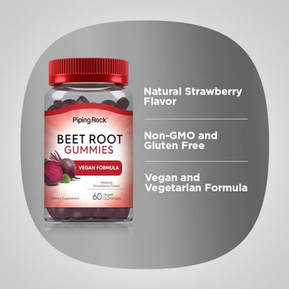 Beet Root Gummies | 60 Count | with Nitrates and Black Pepper Extract | Nitric Oxide