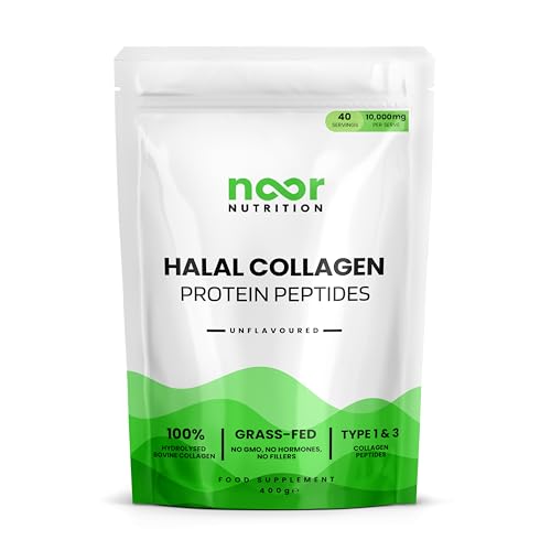 Noor Nutrition - Halal Bovine Collagen Peptides Powder 400g for Hair, Skin, Nails and Joints 
