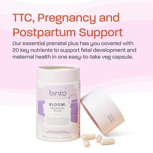 Binto Bloom Prenatal is a Comprehensive Prenatal & Postnatal Vitamin Capsules with Folate + Iron