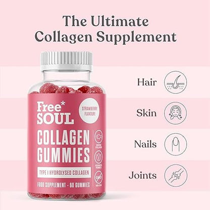 Collagen Gummies, Marine Collagen Supplement with Effective Type 1 Hydrolysed Collagen Peptides