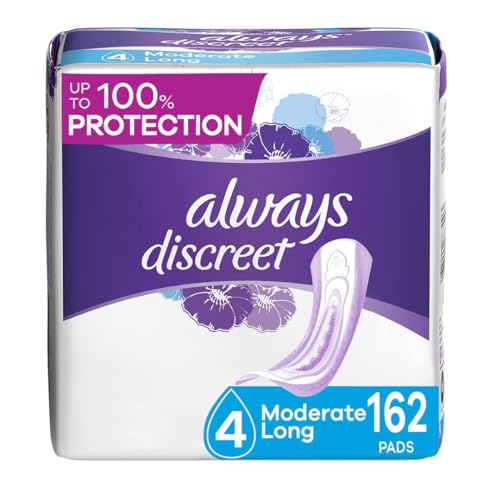 Always Discreet Adult Moderate Long Incontinence Pads, Up to 100% Leak