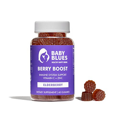 Baby Blues Berry Boost Elderberry Gummies for Moms - Immune Support with Zinc & Vitamin