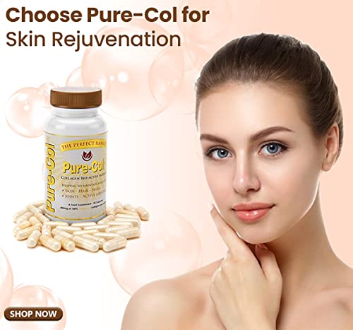 Pure-COL Collagen 90 Capsules 400mg Bio-Active Matrix High Strength Collagen Tablets