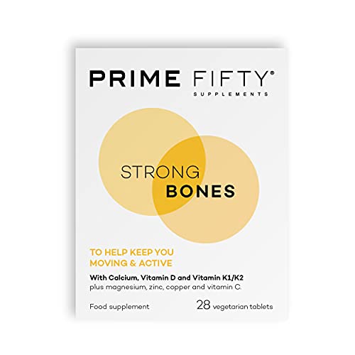 Prime Fifty Strong Bones Supplements – 28 Multivitamin Tablets with Calcium, Magnesium