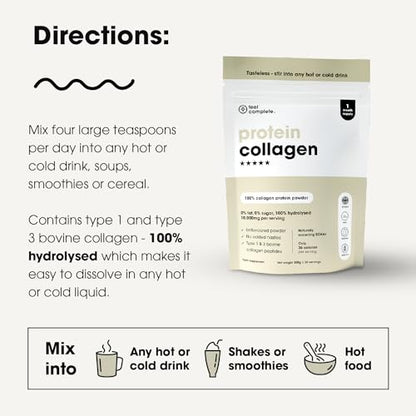 Feel Complete - High Protein Collagen - Premium Type 1 & 3 Hydrolysed Bovine Collagen - Halal - Skin, Hair & Nail