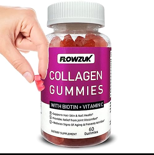 Collagen Gummies High Strength with Biotin Vitamin C & E | Flowzuk | Anti Aging, Hair Growth