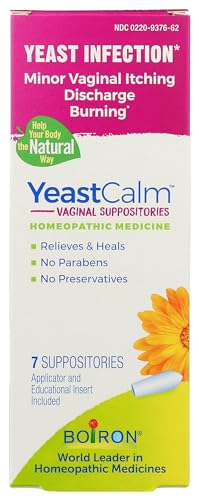 Boiron YeastCalm Homeopathic Suppositories for Yeast Infections, Burning, Discharge