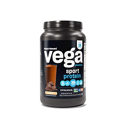 Vega Premium Sport Protein Mocha Protein Powder, Vegan, Non GMO, Gluten Free Plant 