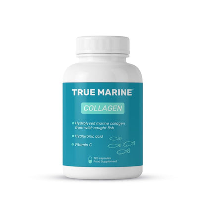 TRUE MARINE Collagen Capsules - 2,400mg of Marine Collagen with Hyaluronic Acid & Vitamin C - Skin, Hair, Nails & Joint Support