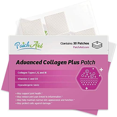 Patch Aid Advanced Collagen Plus - 30 Daily Topical Patches. 100% Natural & Vegan. Allergy & Filler Free