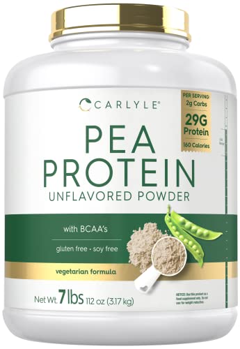 Carlyle Pea Protein Powder with BCAA'S 7lb | Unflavored | 29G Protein | Non-GMO, Gluten