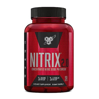 BSN NITRIX 2.0 - Nitric Oxide Precursors, 3g Creatine, 3g L Citrulline - Supports Workout 