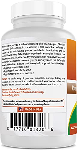 Best Naturals B-100 Complex for adults, 120 Tablets