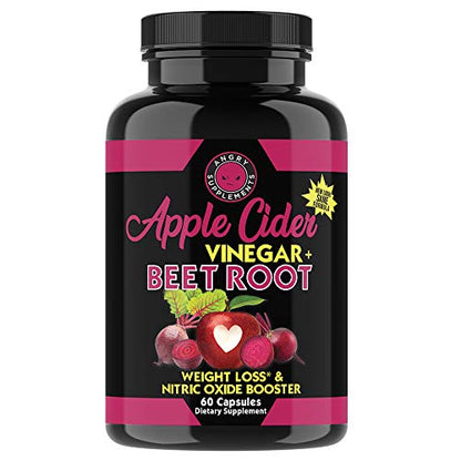 Angry Supplements Apple Cider Vinegar + Beet Root Capsules, Detox Pills, Nitric Oxide