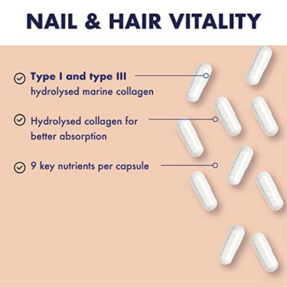 Higher Nature - Nails & Hair - Contains Zinc, Biotin & Collagen - Supports Beautiful Skin - 120 Capsules