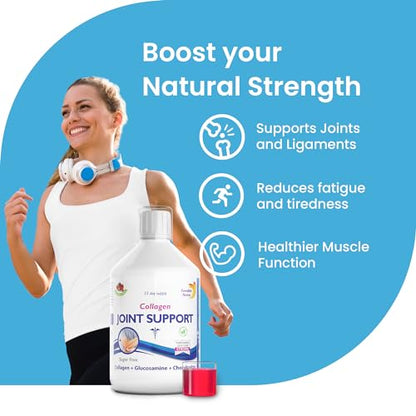 Swedish Nutra Joint Support Collagen - Pack of 500ml, 33 Day Supply | Berry Flavour | with Vitmain C & Glucosamine